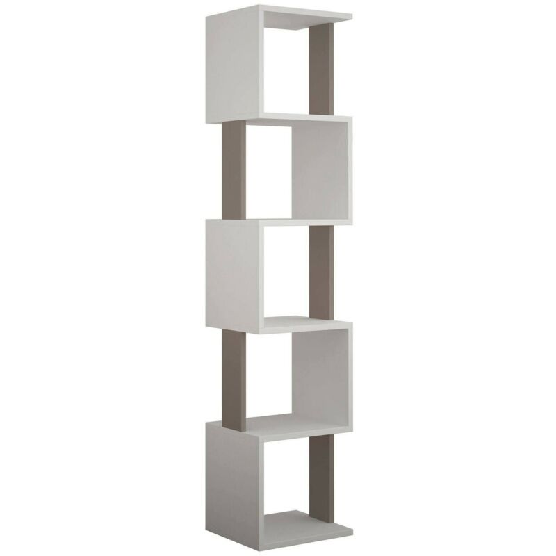foto del prodotto dmora libreria nada, scaffale da ufficio, mobile portalibri, biblioteca, 35x30h161 cm, bianco e tortora