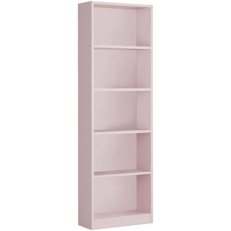 foto del prodotto dmora libreria pomona, mobile portalibri alta a 5 ripiani, scaffale da ufficio o cameretta, scaffale moderno con scomparti, cm 52x25h80, rosa, con