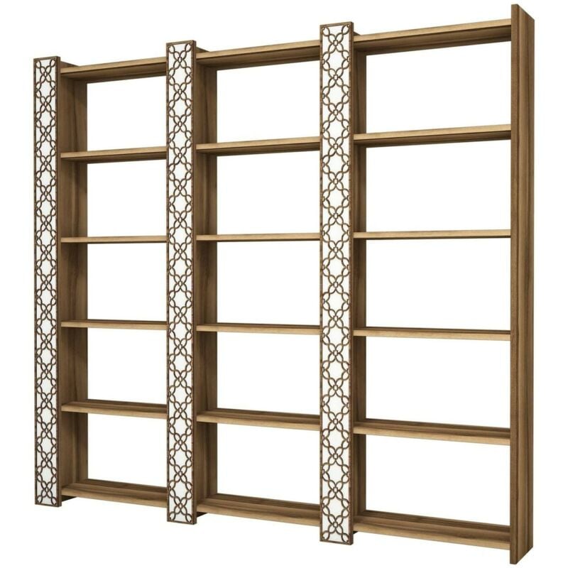 foto del prodotto dmora libreria vele, scaffale da ufficio, mobile portalibri, biblioteca, 185x24h170 cm, noce e bianco