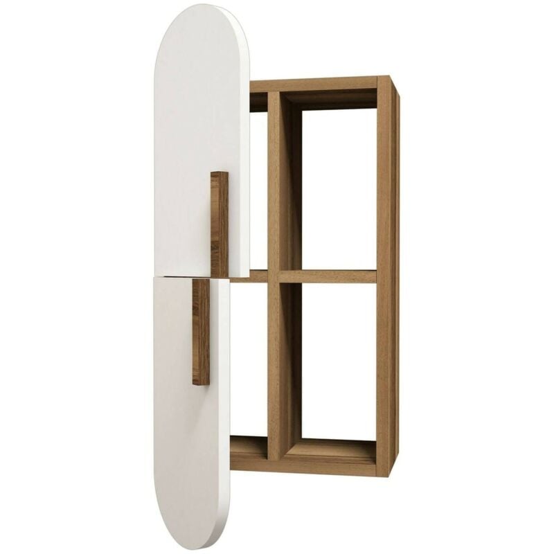 foto del prodotto dmora mensola aquilae, scaffale, ripiano a muro, scaffalatura multiuso, 35x22h60 cm, noce e bianco, con imballo rinforzato, con imballo rinforzato