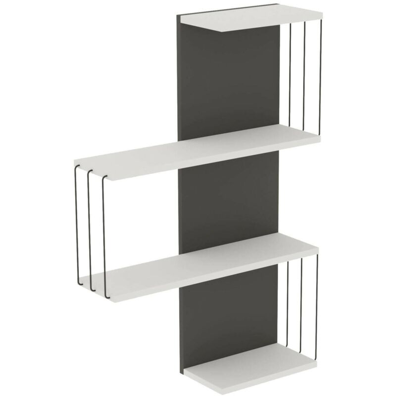 foto del prodotto dmora mensola batilda, scaffale, ripiano a muro, scaffalatura multiuso, 64x19h96 cm, bianco e antracite