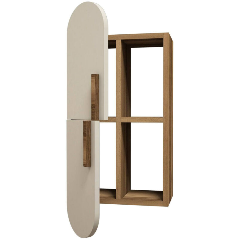 foto del prodotto dmora mensola nesat, scaffale, ripiano a muro, scaffalatura multiuso, 35x22 h60 cm, noce e crema