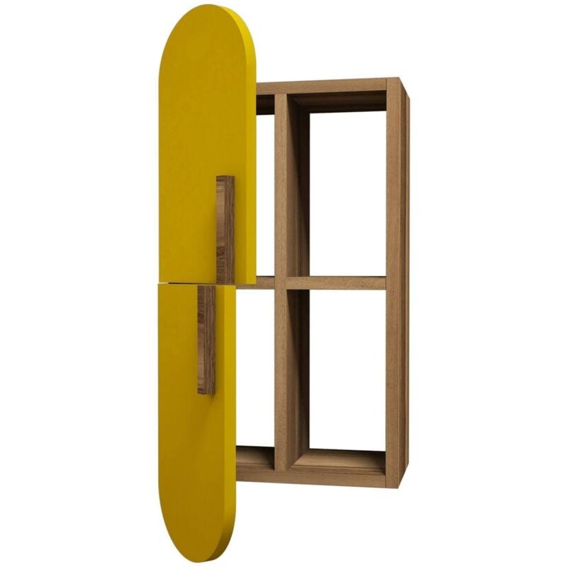 foto del prodotto dmora mensola praesepe, scaffale, ripiano a muro, scaffalatura multiuso, 35x22 h60 cm, noce e giallo