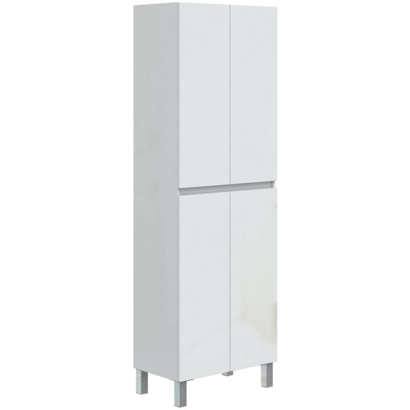 foto del prodotto dmora mobile colonna fabian, pensile bagno o cucina, armadio alto multifunzione, mobiletto multiuso, 60x35 h182 cm, bianco lucido