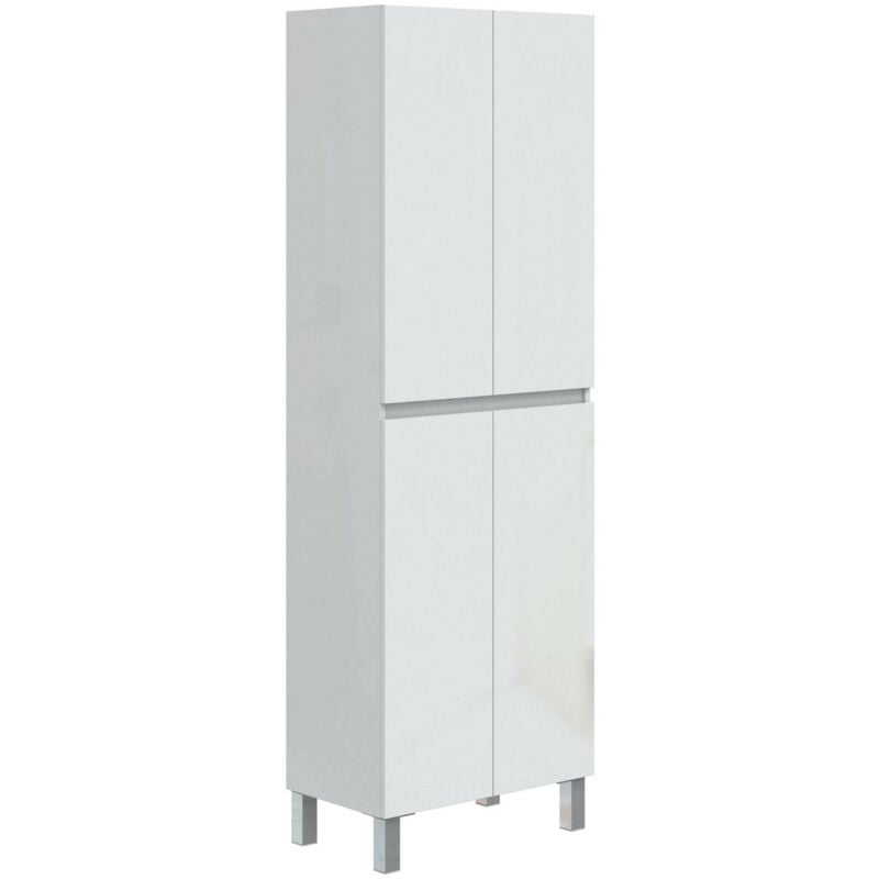 foto del prodotto dmora mobile colonna fabian, pensile bagno o cucina, armadio alto multifunzione, mobiletto multiuso, 60x35 h182 cm, bianco lucido