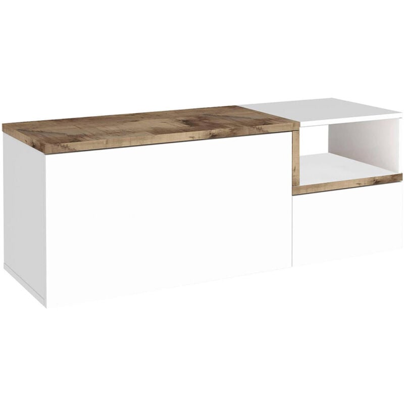 foto del prodotto dmora mobile da ingresso aska, entratina moderna multifunzione, armadietto multiuso per atrio, 100 made in italy, cm 120x40h54, bianco lucido e