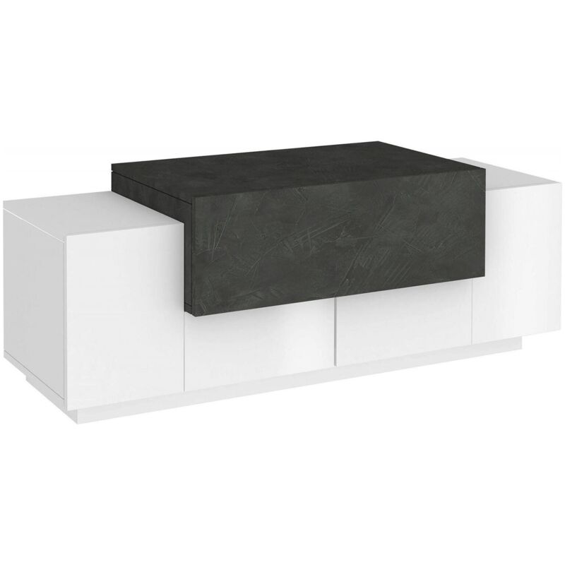 foto del prodotto dmora mobile da ingresso aspera, entratina moderna multifunzione, armadietto multiuso per atrio, 100 made in italy, cm 120x45h46, bianco lucido e