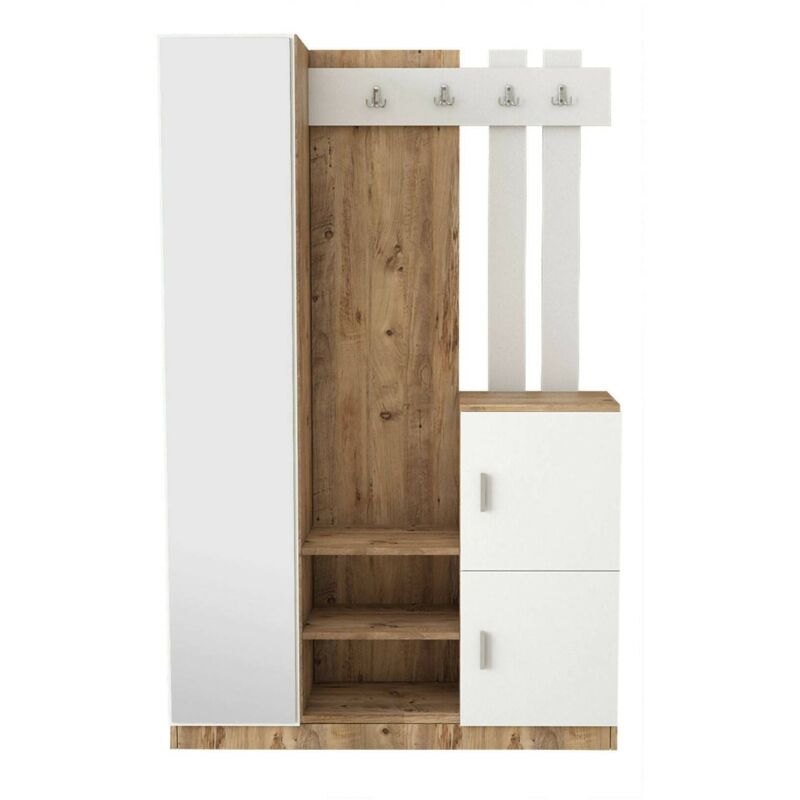 foto del prodotto dmora mobile da ingresso australis, entratina appendiabiti, composizione per atrio, consolle portaoggetti multifunzione, 114x38h180 cm, quercia e
