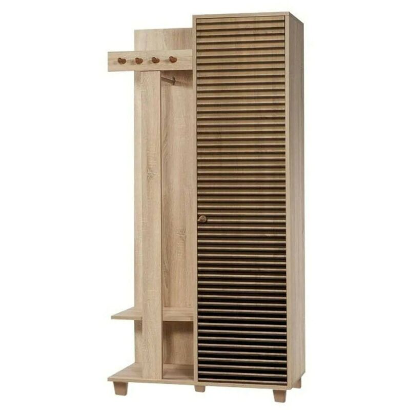 foto del prodotto dmora mobile da ingresso azhaf, entratina appendiabiti, composizione per atrio, consolle portaoggetti multifunzione, 90x36h194 cm, quercia, con
