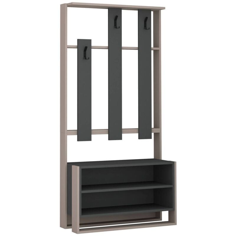 foto del prodotto dmora mobile da ingresso eridia, entratina appendiabiti, composizione per atrio, consolle portaoggetti multifunzione, 90x36 h180 cm, beige e