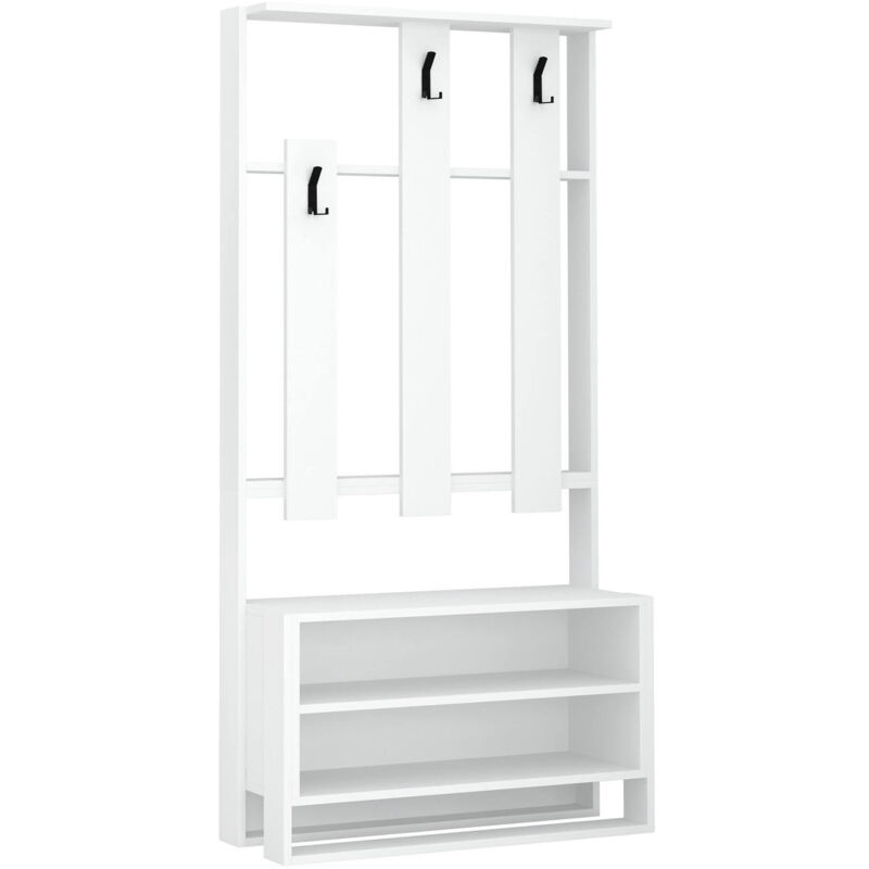 foto del prodotto dmora mobile da ingresso eridia, entratina appendiabiti, composizione per atrio, consolle portaoggetti multifunzione, 90x36 h180 cm, bianco
