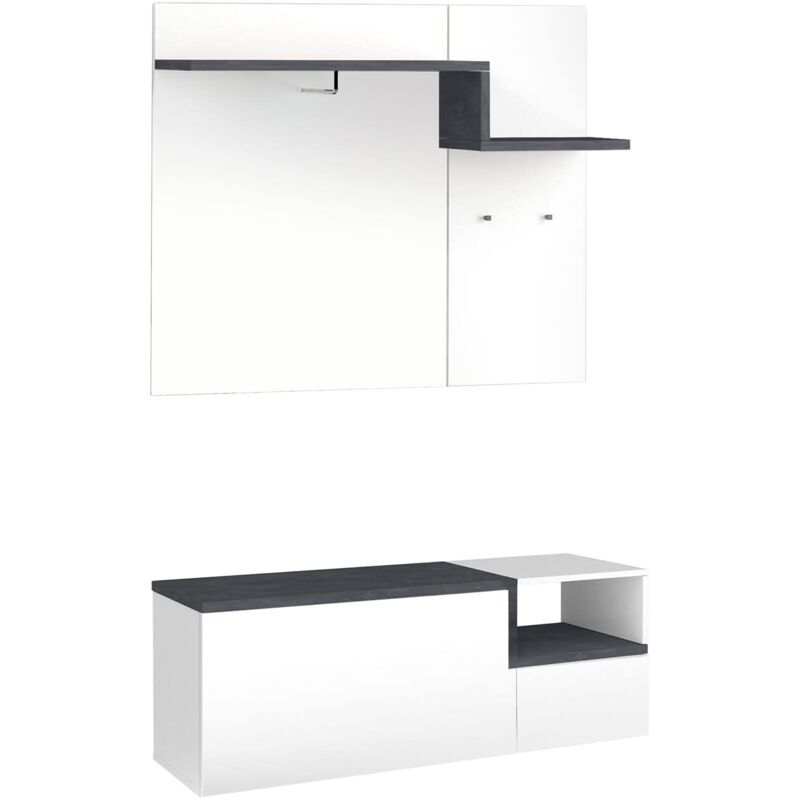 foto del prodotto dmora mobile da ingresso graziella, entratina moderna multifunzione, armadietto multiuso per atrio, 100 made in italy, cm 120x40h54, bianco lucido
