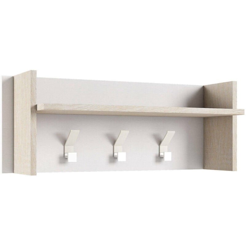 foto del prodotto dmora mobile da ingresso narciso, mobile appendiabiti con 3 ganci, mensola portaoggetti da ingresso, 100 made in italy, cm 90x29h34, bianco e