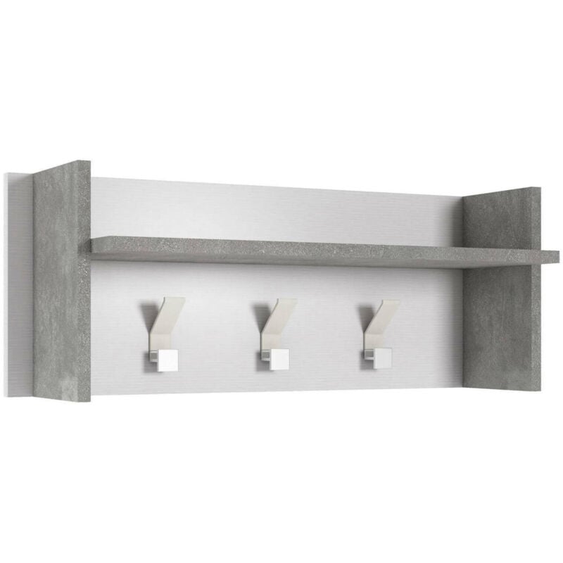foto del prodotto dmora mobile da ingresso narciso, mobile appendiabiti con 3 ganci, mensola portaoggetti da ingresso, 100 made in italy, cm 90x29h34, bianco e