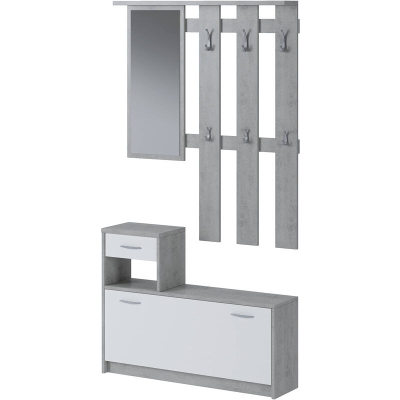 foto del prodotto dmora mobile da ingresso sargassi, entratina appendiabiti, composizione per atrio, consolle portaoggetti multifunzione, 100x26h190 cm, bianco e