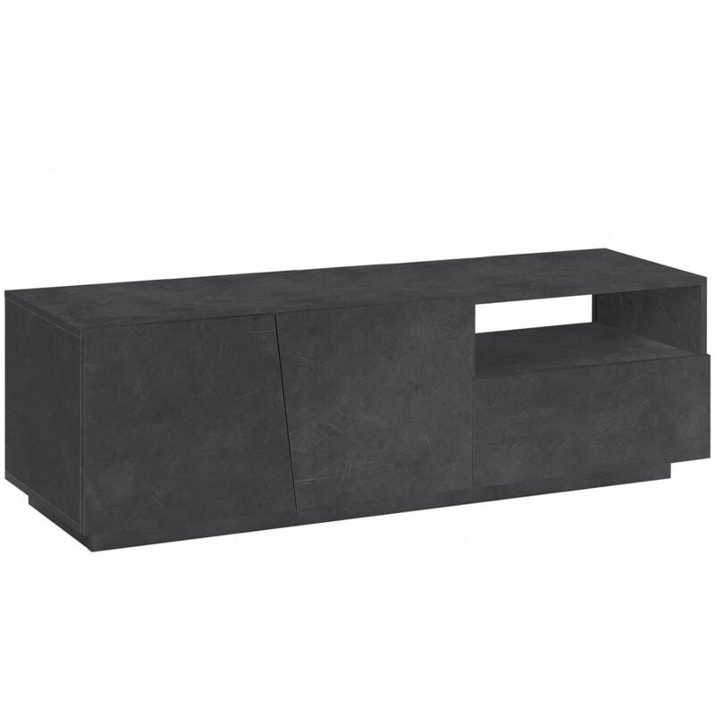 foto del prodotto dmora mobile da soggiorno porta tv, made in italy, supporto per tv da salotto a 2 ante e 1 cassetto, cm 150x43h46, colore grigio ardesia, con
