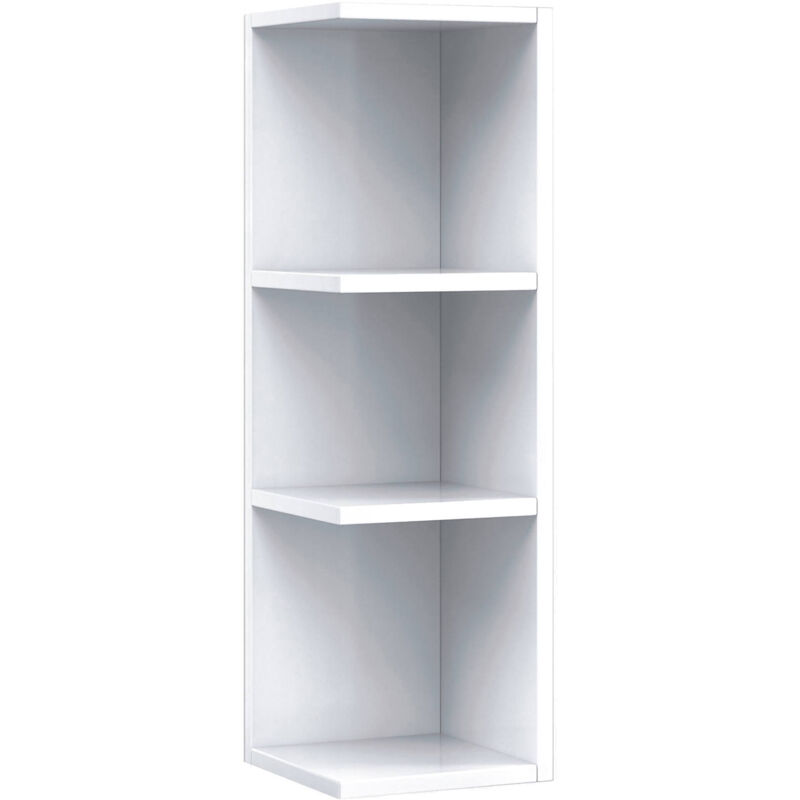 foto del prodotto dmora mobile pensile alinka, mobile colonna sospeso per bagno, armadietto ad angolo con 3 ripiani aperti, 20x20h65 cm, bianco
