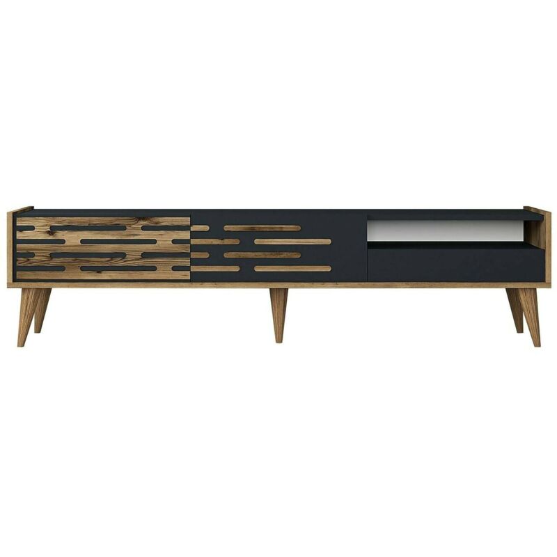 foto del prodotto dmora mobile porta tv alnilam, credenza da soggiorno, armadio basso per tv, base parete attrezzata, 180x45h35 cm, antracite e noce, con imballo