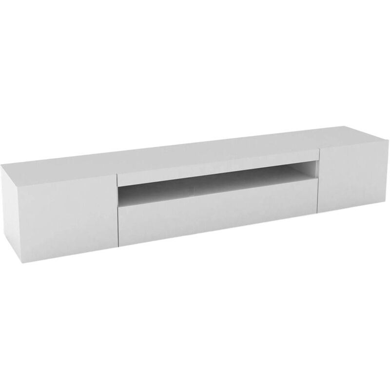 foto del prodotto dmora mobile porta tv amore, credenza bassa da soggiorno a 3 ante, base porta televisione, 100 made in italy, cm 200x40h37, bianco lucido