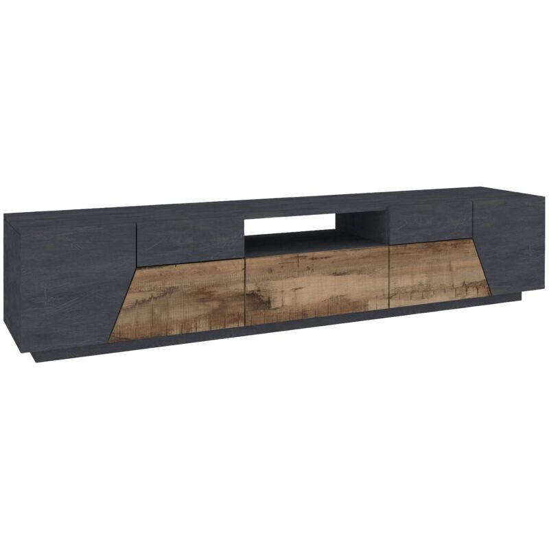 foto del prodotto dmora mobile porta tv animai, credenza bassa da soggiorno, base porta televisione, 100 made in italy, cm 220x43h46, ardesia e acero