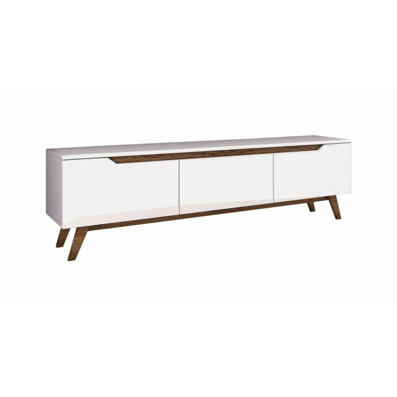 foto del prodotto dmora mobile porta tv apatite, credenza da soggiorno, armadio basso per tv, base parete attrezzata, 180x35h49 cm, bianco e noce