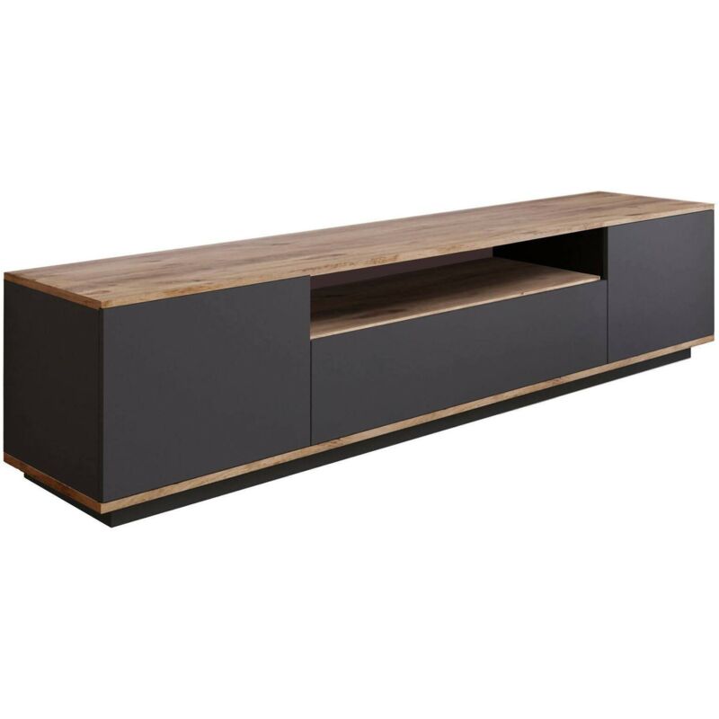 foto del prodotto dmora mobile porta tv asellina, credenza da soggiorno, armadio basso per tv, base parete attrezzata, 180x45h45 cm, quercia e antracite
