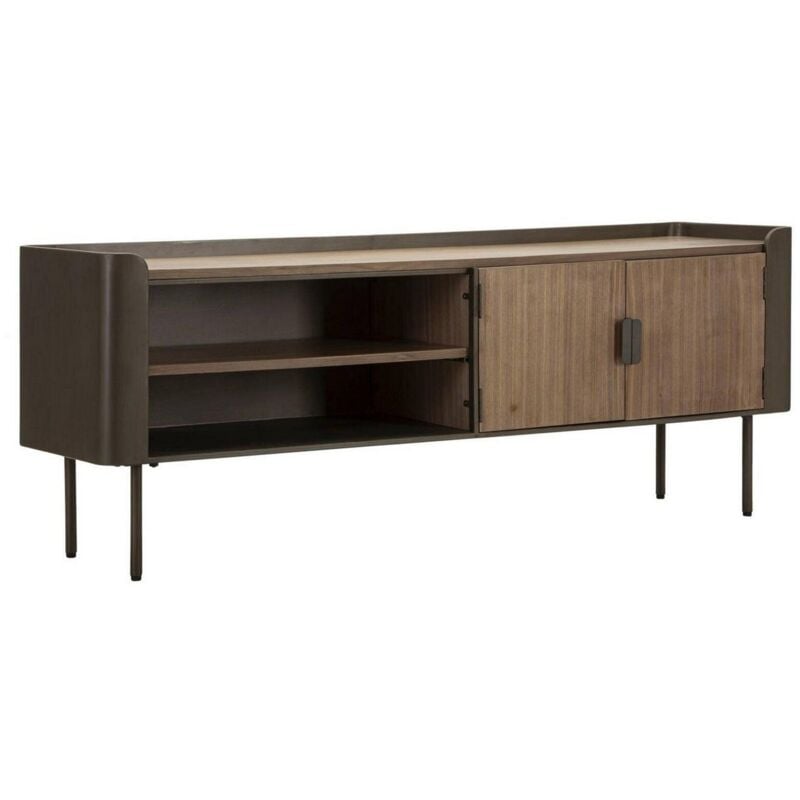 foto del prodotto dmora mobile porta tv cannon, credenza da soggiorno, armadio basso per tv, base parete attrezzata, 150x42 h58 cm, grigio e marrone
