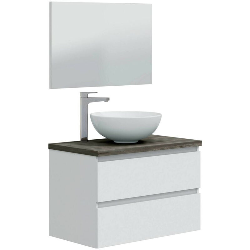 foto del prodotto dmora mobile sottolavabo alakdan, mobiletto da bagno, contenitore porta lavabo, armadio per lavandino, 79x46 h53 cm, bianco lucido e olmo
