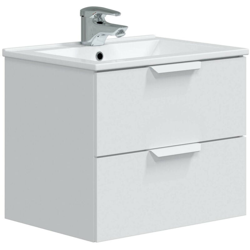foto del prodotto dmora mobile sottolavabo arzano, mobiletto da bagno, contenitore porta lavabo, armadio per lavandino, 60x45 h50 cm, bianco lucido
