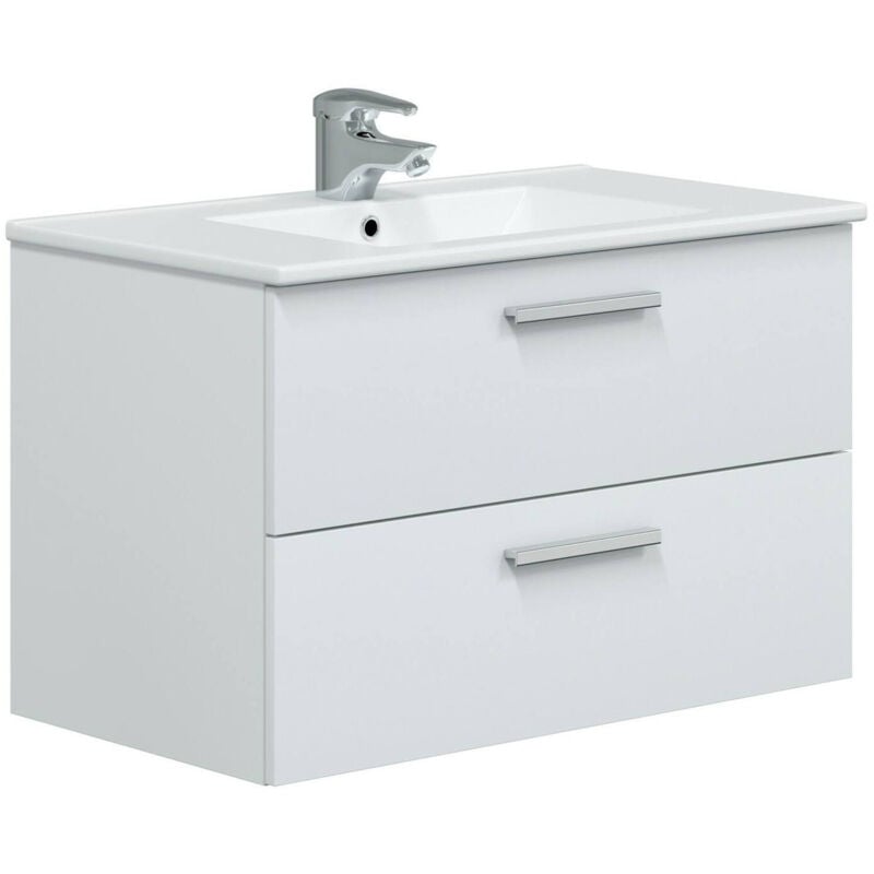 foto del prodotto dmora mobile sottolavabo dartford, mobiletto da bagno, contenitore porta lavabo, armadio per lavandino, 80x45 h50 cm, bianco lucido