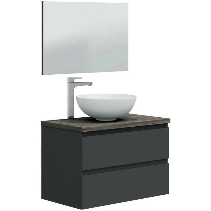 foto del prodotto dmora mobile sottolavabo geib, mobiletto da bagno, contenitore porta lavabo, armadio per lavandino, 79x46 h53 cm, antracite e olmo