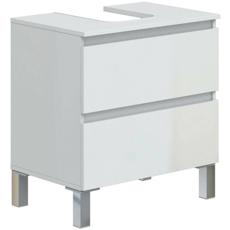 foto del prodotto dmora mobile sottolavabo toutle, mobiletto da bagno, contenitore porta lavabo, armadio per lavandino, 60x40 h64 cm, bianco lucido