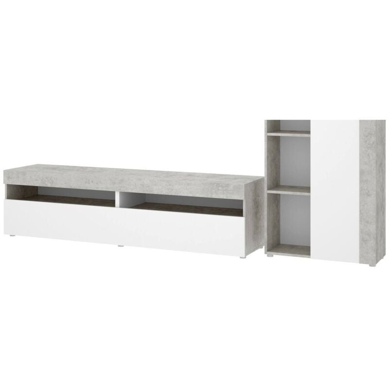 foto del prodotto dmora - parete attrezzata aleu, set da soggiorno componibile, mobile salotto multiposizione, 265x42h180 cm, bianco e cemento