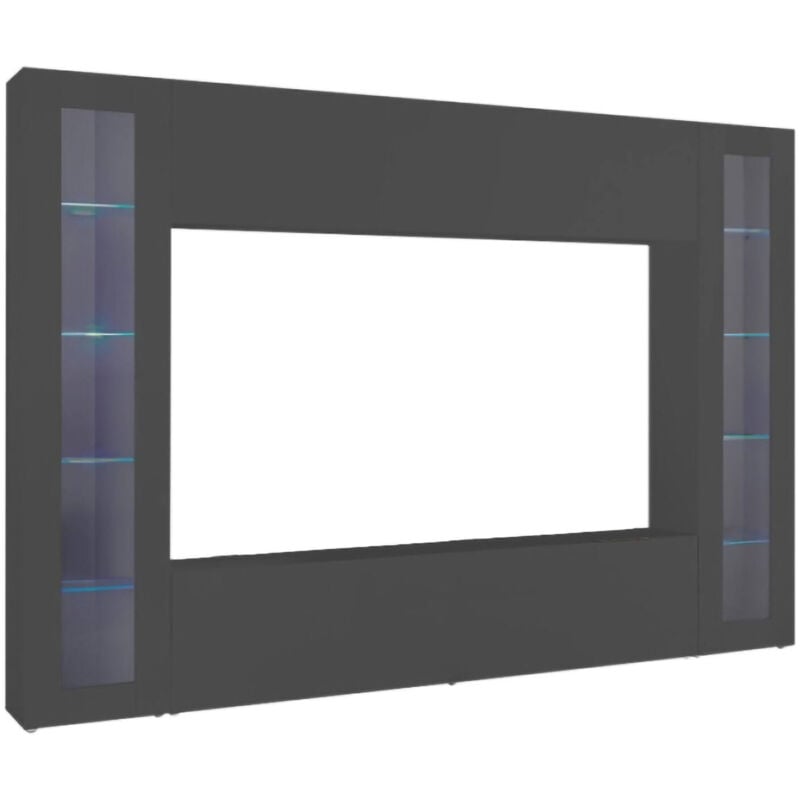 foto del prodotto dmora parete attrezzata bellizzi, set salotto porta tv a 4 ante, mobile soggiorno multiuso con vetrina e luce led, 100 made in italy, cm