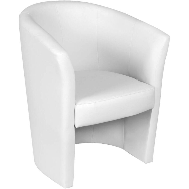 foto del prodotto dmora poltrona ago, poltrona da salotto, seduta imbottita, sedia con braccioli in ecopelle, 64x63h76 cm, bianco