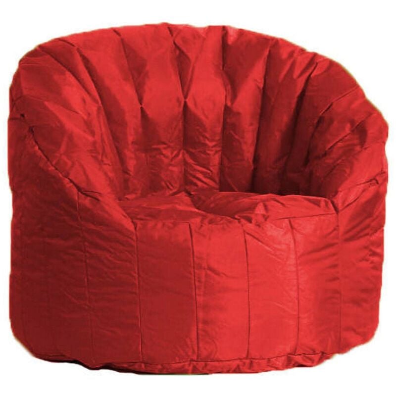 foto del prodotto dmora poltrona imbottita rotonda, colore rosso, misure 80 x 80 x 80 cm, con imballo rinforzato