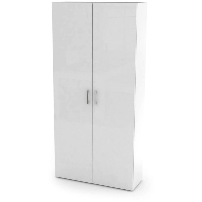 foto del prodotto dmora - scarpiera actra, mobile multiuso a 2 ante e scaffali interni, portascarpe da ingresso, 100 made in italy, cm 91x33h190, bianco lucido