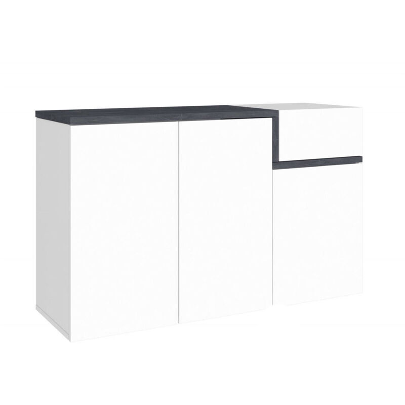 foto del prodotto dmora scarpiera anist, mobile multiuso 3 ante e 1 anta a ribalta, portascarpe da ingresso, 100 made in italy, cm 120x40h80, bianco lucido e ardesia