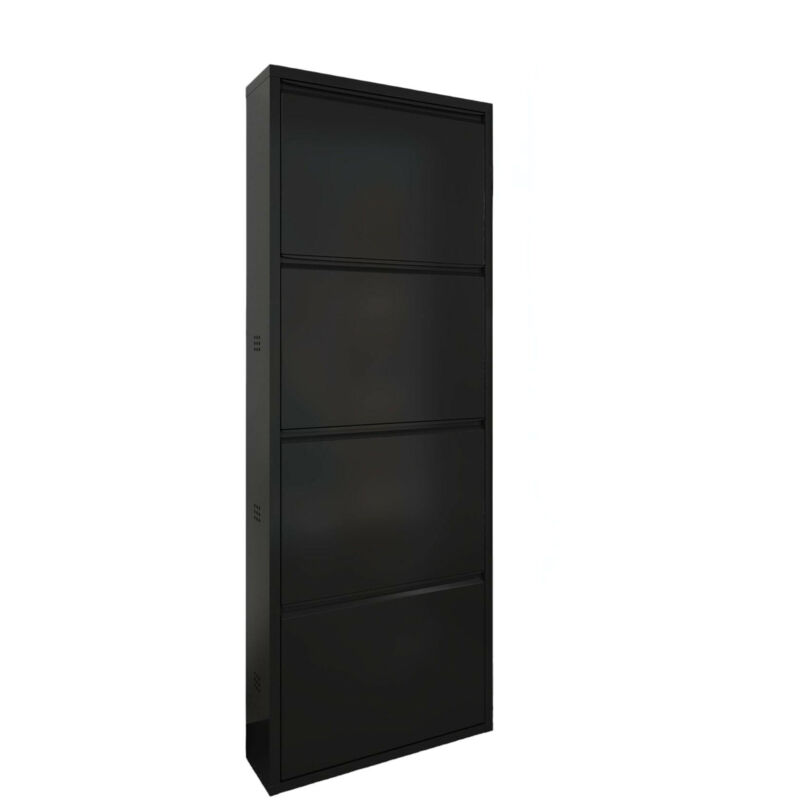 foto del prodotto dmora scarpiera axe, mobile portascarpe in metallo, armadio da ingresso multiuso, mobiletto per calzature, 50x15h138 cm, nero