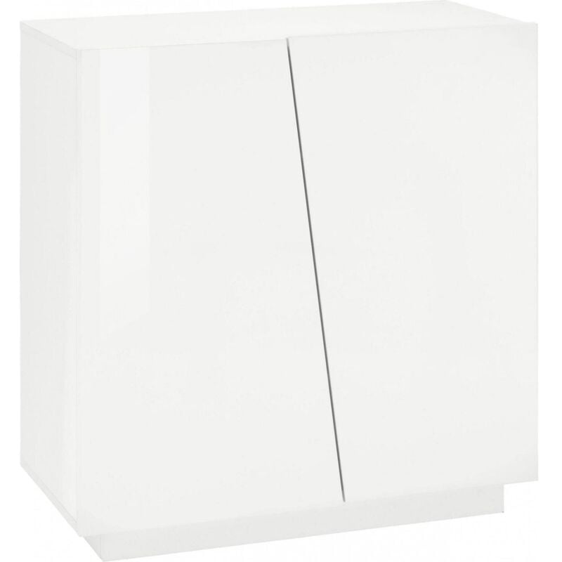 foto del prodotto dmora scarpiera moderna, made in italy, a 2 ante, portascarpe da ingresso, mobile multiuso, cm 80x38h86, colore bianco lucido, con imballo rinforzato
