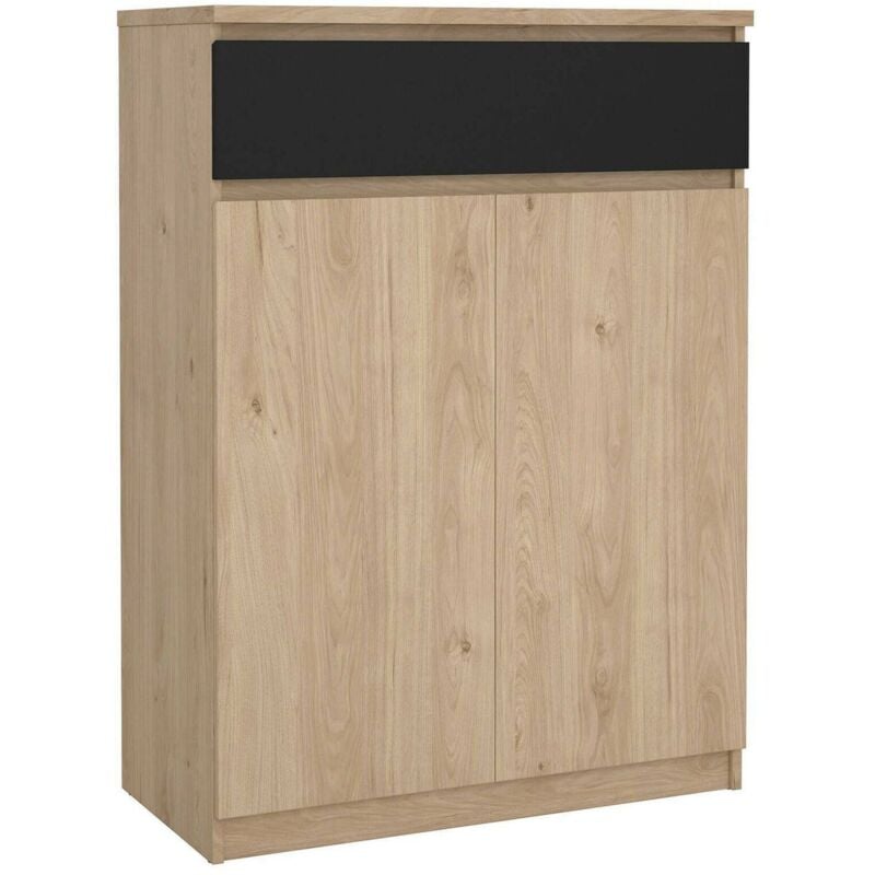 foto del prodotto dmora - scarpiera noelle, mobile portascarpe, armadio da ingresso multiuso, mobiletto per calzature, 80x40 h111 cm, rovere e nero