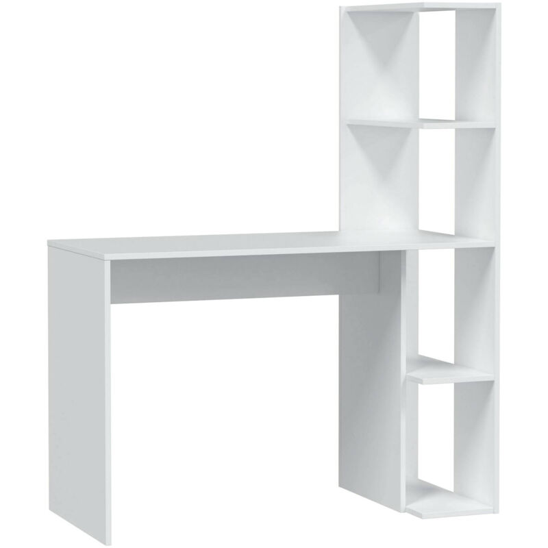 foto del prodotto dmora scrivania abba, scrittoio lineare con libreria, tavolo ufficio multiuso salvaspazio, 110x52h136 cm, bianco