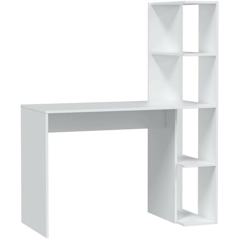 foto del prodotto dmora scrivania abba, scrittoio lineare con libreria, tavolo ufficio multiuso salvaspazio, 110x52h136 cm, bianco