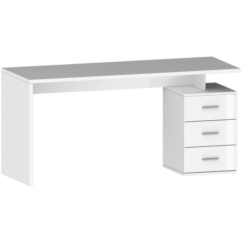 foto del prodotto dmora scrivania abisse, scrittoio lineare, scrivania ufficio multiuso, scrivania salvaspazio multi posizione, 160x60h75 cm, bianco