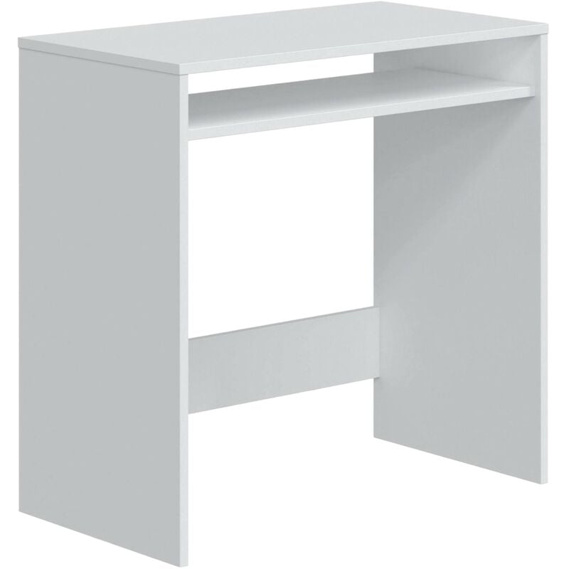 foto del prodotto dmora scrivania acu, scrittoio lineare con ripiano fisso, tavolo da studio o ufficio porta pc, 79x43h78 cm, bianco