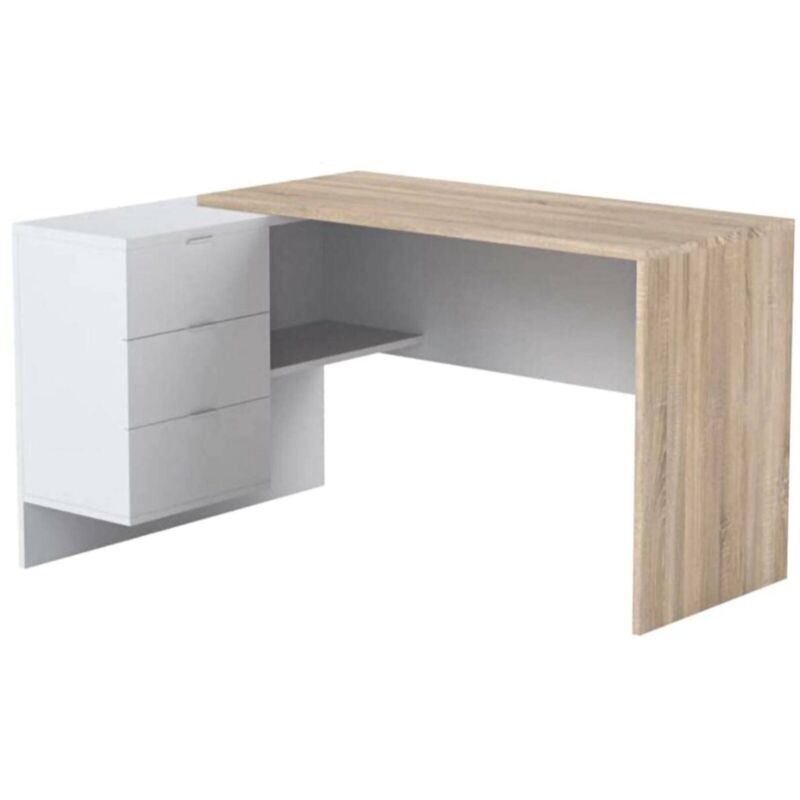 foto del prodotto dmora scrivania agnello, scrittoio multifunzione reversibile da ufficio con cassettiera, tavolo da studio o ufficio porta pc ad angolo, 145x108h73