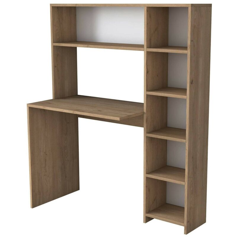 foto del prodotto dmora scrivania callidora, scrittoio multiuso, tavolo per ufficio porta pc, piano di lavoro, 113x40h142 cm, quercia, con imballo rinforzato, con