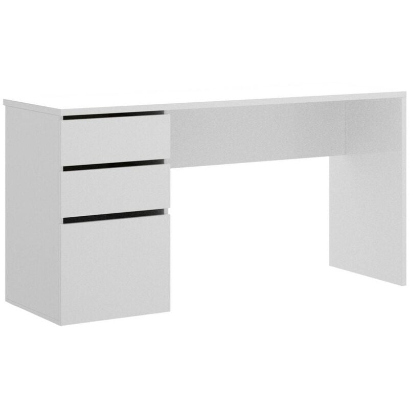 foto del prodotto dmora scrivania lagoni, scrittoio multiuso da ufficio o cameretta, tavolo da studio lineare con 2 cassetti e 1 anta, 139x60h75 cm, bianco, con