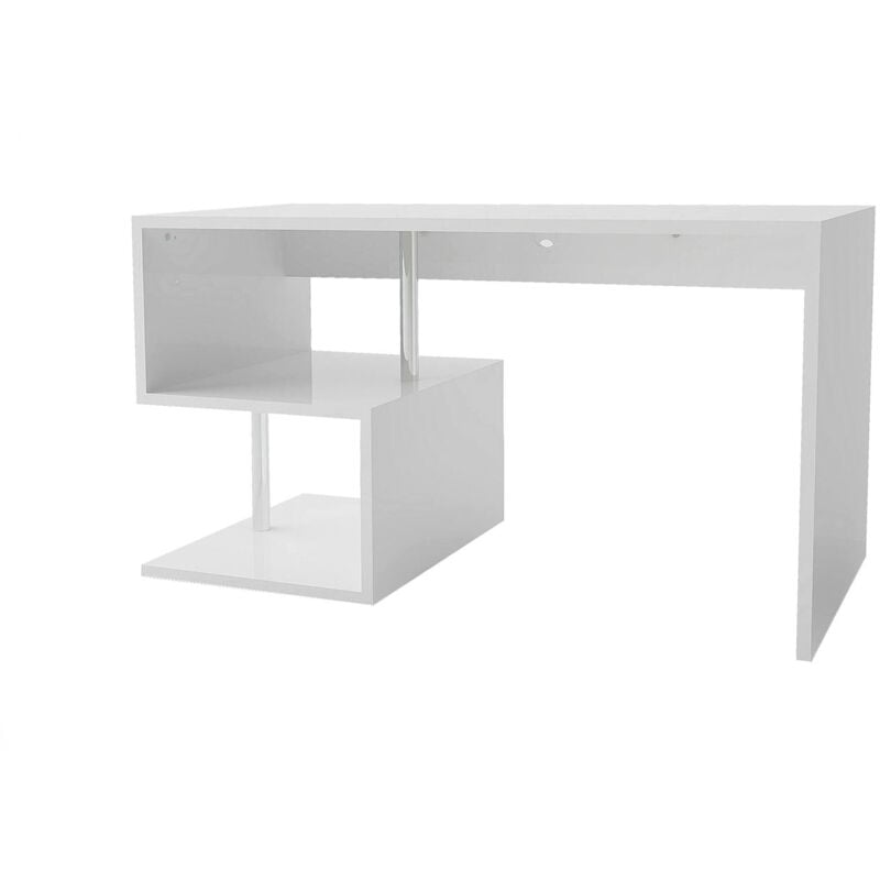 foto del prodotto dmora scrivania moderna ad esse per ufficio e studio con scaffale, made in italy, tavolo da computer, scrittoio porta pc, cm 140x60h78, colore