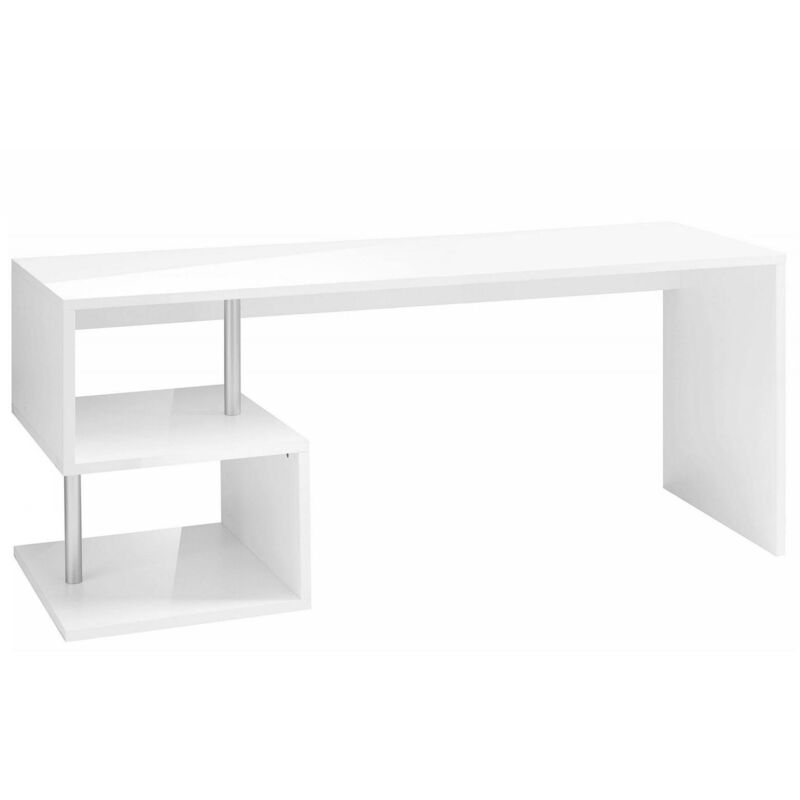 foto del prodotto dmora scrivania moderna ad esse per ufficio e studio con scaffale, made in italy, tavolo da computer, scrittoio porta pc, cm 180x60h78, colore